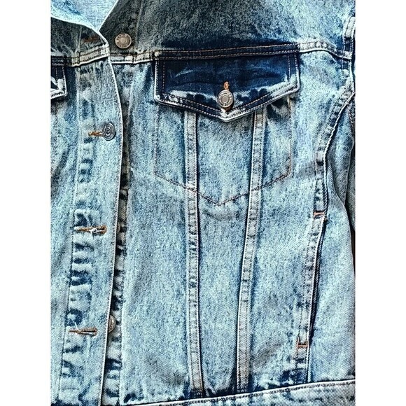 Ashley Vintage Charm Trucker Jacket Denim Jean  Size Large Lucky Road Cadillac - Picture 7 of 12